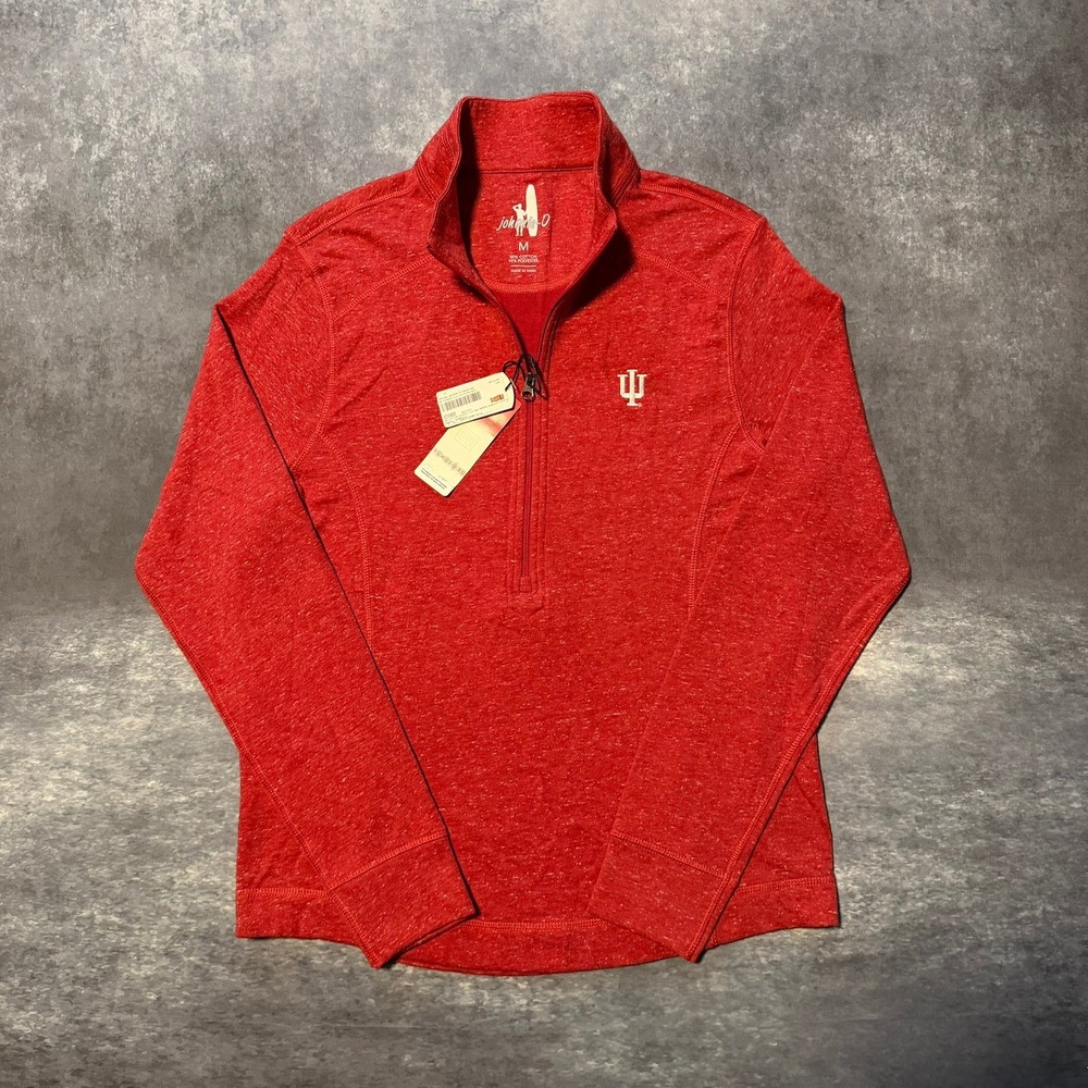 johnnie-O Indiana University IU Crimson Heather 1/2 Zip Pullover Womens M NWT